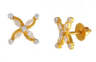 Fancy Signity Earrings ( 22 Kt Gold Tops )