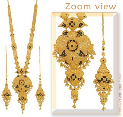 Indian Gold Bridal Jewelry on Indian Bridal Necklace Set  22k    Stbr9625   Us  10 145   22kt Gold
