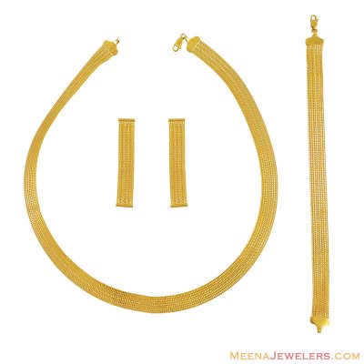 18k Gold Necklace Set With Bracelet ( 22 Kt Gold Sets )