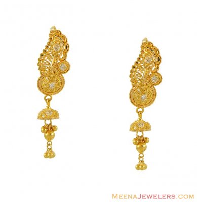 Gold Designer Hanging Earrings ( 22Kt Gold Fancy Earrings )