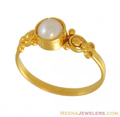 22Kt Kids Ring With Pearl ( 22Kt Baby Rings )