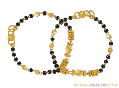 Baby bracelets (22k gold) ( Black Bead Bracelets )