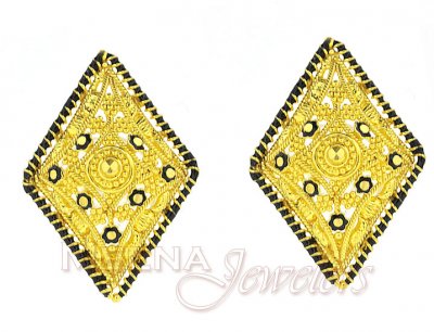 22Kt Gold Earrings with Meenakari ( 22 Kt Gold Tops )