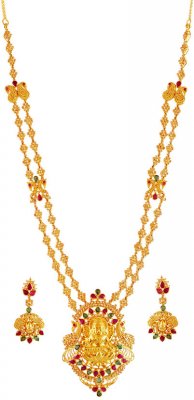 22K Gold Long Temple Jewelry Set ( Gold Designer Sets )