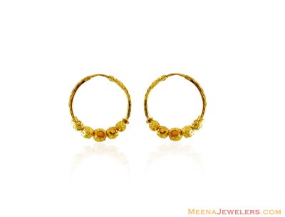 Indian 22K Yellow Gold Bali ( Hoop Earrings )
