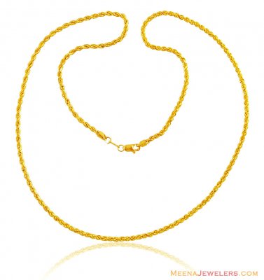 22K Gold Rope Solid Chain(24 inch) ( Plain Gold Chains )