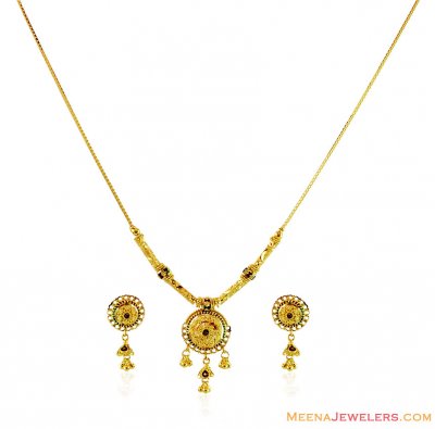 Gold Fancy Meena Necklace Set ( Light Sets )