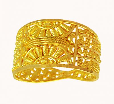 22k Gold Fancy Filigree Band  ( Ladies Gold Ring )