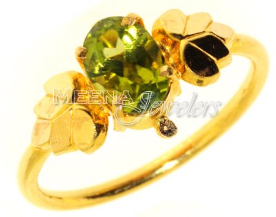 22kt Gold Ring with Colored CZ ( Ladies Rings with Precious Stones )