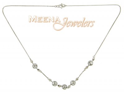 22kt white Gold Chain (Necklace) with CZ ( Necklace with Stones )