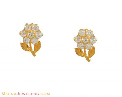 Gold Flower Earrings (22K) ( Signity Earrings )