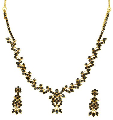 22Kt Gold Sapphire Necklace Set  ( Sapphire Necklace Sets )