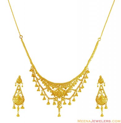 22K Indian Gold Necklace Set ( 22 Kt Gold Sets )