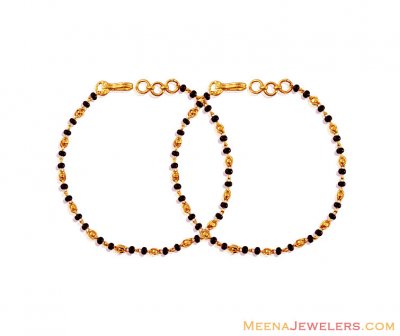 Gold Baby Maniya ( Black Bead Bracelets )