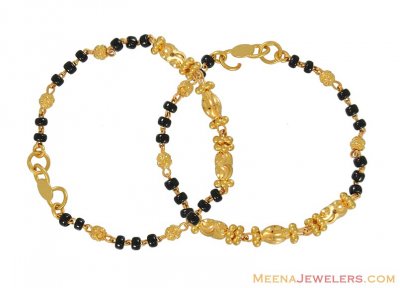Gold kids bracelets (22k gold) ( Black Bead Bracelets )