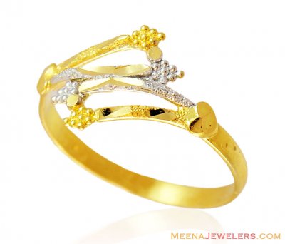 Fancy Two Tone Gold Ladies Ring ( Ladies Gold Ring )
