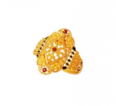 Fancy Meenakari Indian Ring 22K ( Ladies Gold Ring )
