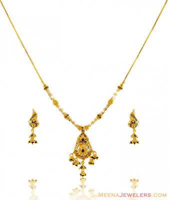 Two Tone Meenakari Gold Necklace  ( Light Sets )