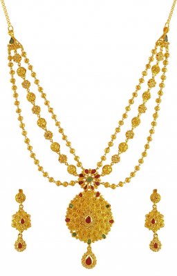 Beautiful 22K Long Necklace Set ( Gold Designer Sets )