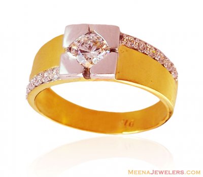 22K Fancy Two Tone Band ( Mens Signity Rings )