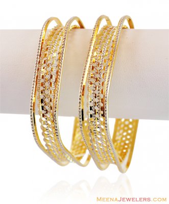 22k Fancy Square Bangle (1 Pc only) ( Two Tone Bangles )