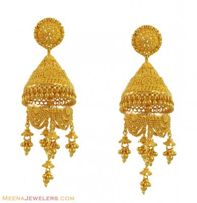 22k Exclusive Chandelier Earrings ( 22Kt Gold Fancy Earrings )