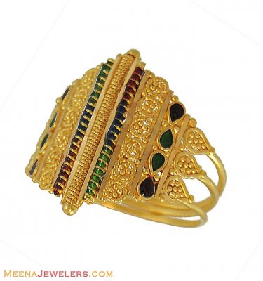 22k Gold Ring (Meenakari) ( Ladies Gold Ring )