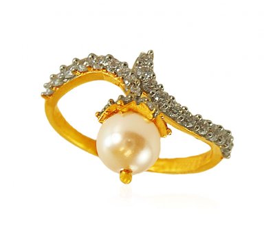 22K Gold Pearl Ring ( Ladies Signity Rings )