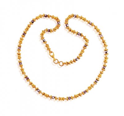 22k Gold Crystal Beads Chain  ( 22Kt Gold Fancy Chains )