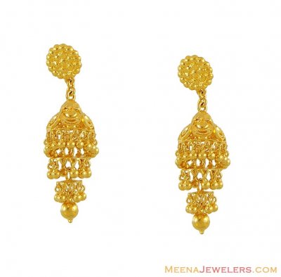 22Kt Gold Jhumki Earrings ( 22Kt Gold Fancy Earrings )