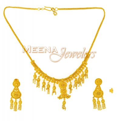 22K Yellow Gold Three Piece Necklace Set ( Light Sets )