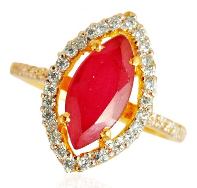 22KT Gold Ruby Ring ( Ladies Rings with Precious Stones )