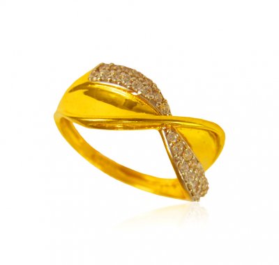 22k Gold Fancy Signity Stones Ring ( Ladies Signity Rings )