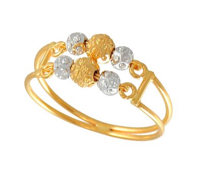 22Kt Gold Two Tone Ring ( Ladies Gold Ring )