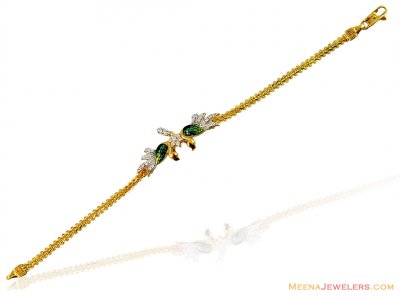 22k Peacock Bracelet with Meenakari ( Ladies Bracelets )