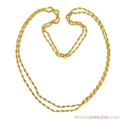 22k Double Layered White Tulsi Mala ( 22Kt Long Chains (Ladies) )