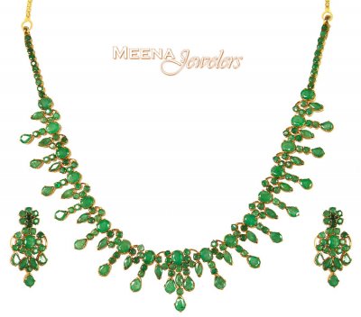 Gold Emerald Necklace Set ( Emerald Necklace Sets )