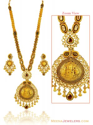 22k Temple Jewelry with Kundan Work ( Bridal Necklace Sets )