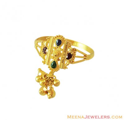 22Kt Ladies Meenakari Ring  ( Ladies Gold Ring )