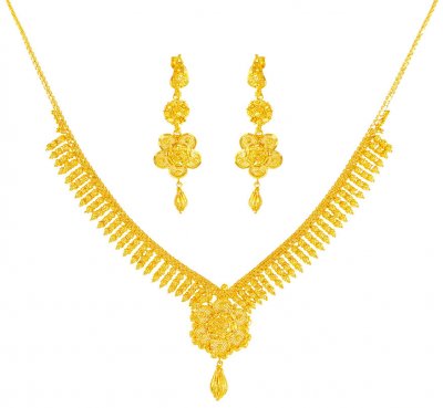 Necklace Earring Set 22K Gold ( 22 Kt Gold Sets )