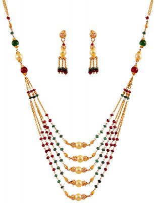22K Layered Necklace Set ( Gold Designer Sets )