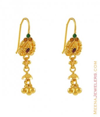 22k Gold meenakari earring ( 22Kt Gold Fancy Earrings )