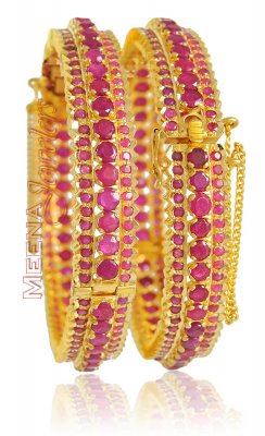 22Kt Gold Bangles With Ruby (1 Pc Only) ( Precious Stone Bangles )