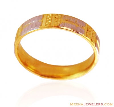 Fancy Two Tone 22K Gold Band ( Wedding Bands )