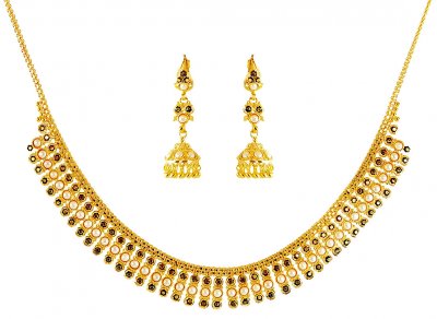 22 kt Gold Pearls Necklace Set ( Light Sets )