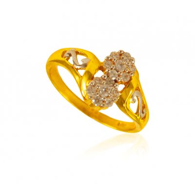 22k Gold Designer CZ Ring  ( Ladies Signity Rings )