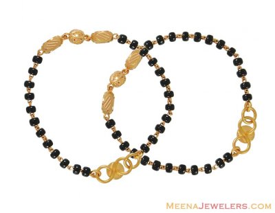 22k Gold black beads bracelet ( Black Bead Bracelets )