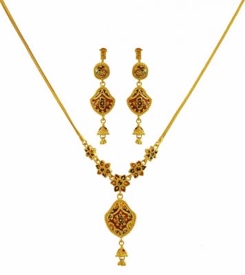 Gold Reversible Necklace Set ( 22 Kt Gold Sets )