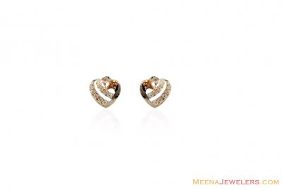 18Kt White Gold Heart Tops ( White Gold Earrings )