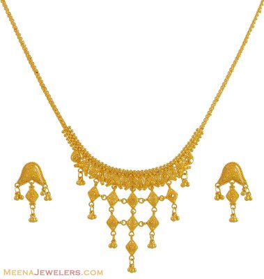 Indian Filigree Necklace Set (22Kt) ( Light Sets )